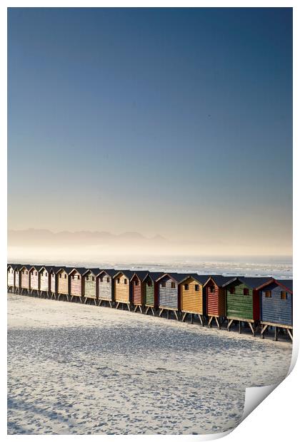 Beach Huts at Muizenberg Beach, South Africa Print by Neil Overy