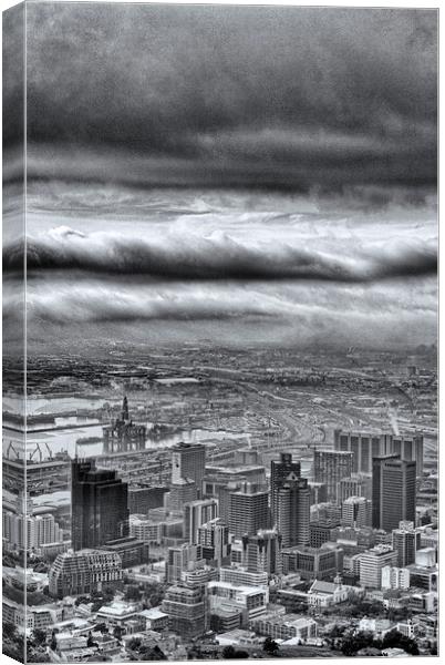 Cape Town Storm in Mononchrome Canvas Print by Neil Overy