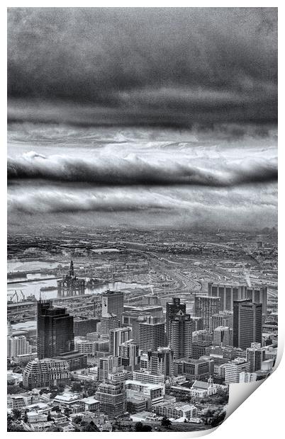 Cape Town Storm in Mononchrome Print by Neil Overy