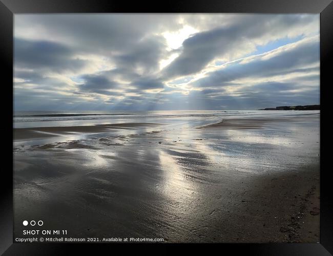 Sunrise on South Shields Beach Framed Print by Mitchell Robinson