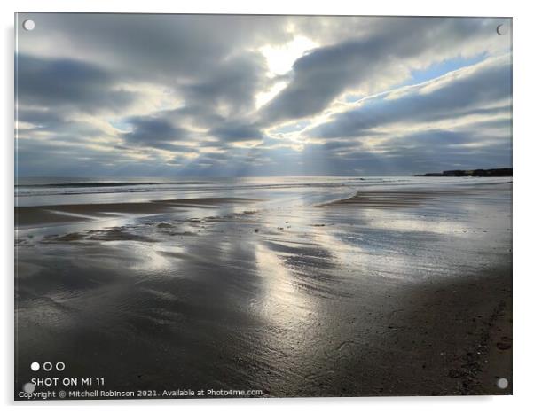 Sunrise on South Shields Beach Acrylic by Mitchell Robinson
