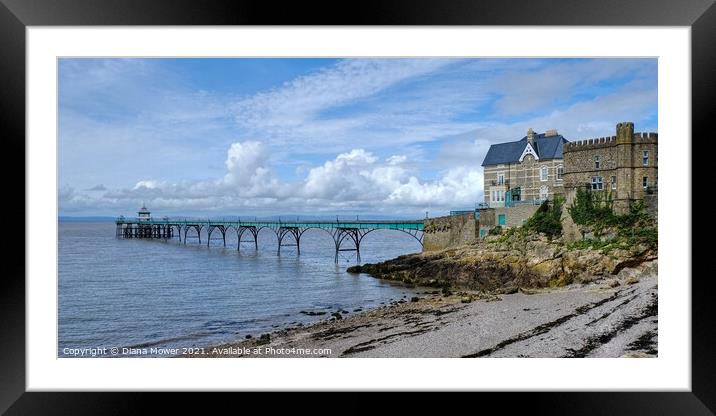 Clevedon Pier Panoramic Somerset Framed Mounted Print by Diana Mower