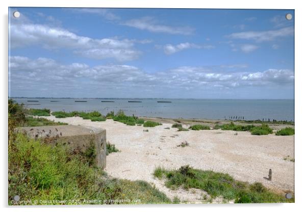 Bradwell on sea beach Essex Acrylic by Diana Mower