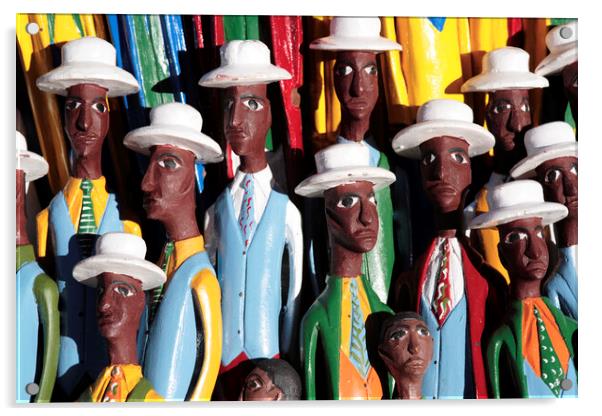 Colorful African Carved Figures Acrylic by Neil Overy