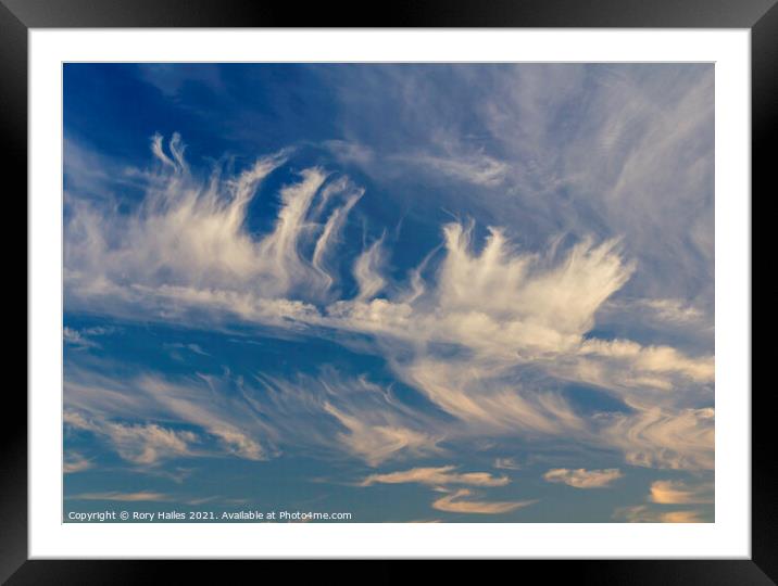 Cirrus cloud against a blue sky Framed Mounted Print by Rory Hailes