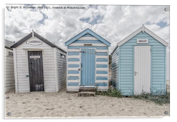 Pastel Beach huts, Southwold Acrylic by Jo Sowden
