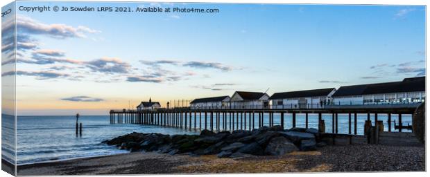 Southwold Pier at Sunset Canvas Print by Jo Sowden