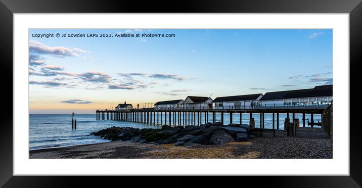 Southwold Pier at Sunset Framed Mounted Print by Jo Sowden