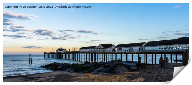 Southwold Pier at Sunset Print by Jo Sowden