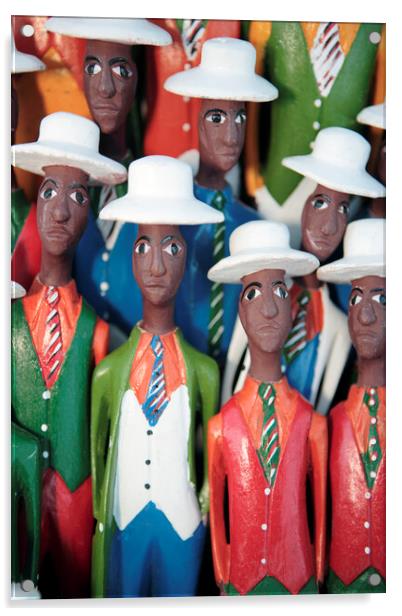 Colorful African Carved Figures 3 Acrylic by Neil Overy