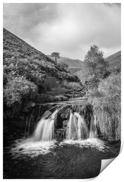 Fairbrook waterfall, Peak District, Derbyshire Print by Andrew Kearton