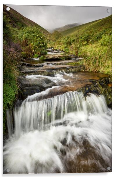 Fairbrook waterfall, Peak District, Derbyshire Acrylic by Andrew Kearton