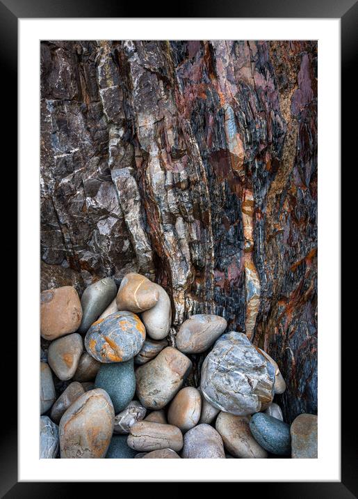 Colours and textures on a Pembrokeshire beach Framed Mounted Print by Andrew Kearton
