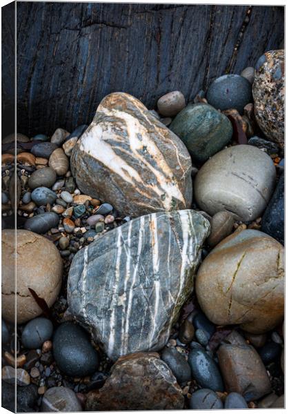 Colours in the rocks on a Pembrokeshire beach Canvas Print by Andrew Kearton