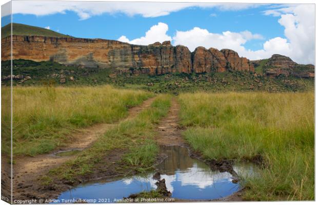 Reflection of sandstone mountains, Golden Gate Highlands National Park, Free Statedoor mountain Canvas Print by Adrian Turnbull-Kemp