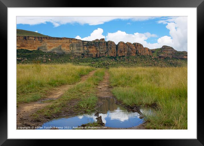 Reflection of sandstone mountains, Golden Gate Highlands National Park, Free Statedoor mountain Framed Mounted Print by Adrian Turnbull-Kemp