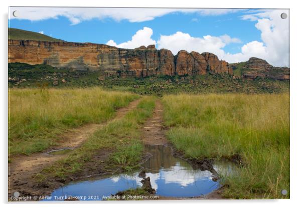 Reflection of sandstone mountains, Golden Gate Highlands National Park, Free Statedoor mountain Acrylic by Adrian Turnbull-Kemp