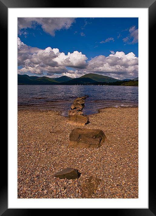 Stepping Stones, Millarachy Bay, Loch Lomond Framed Mounted Print by Jacqi Elmslie