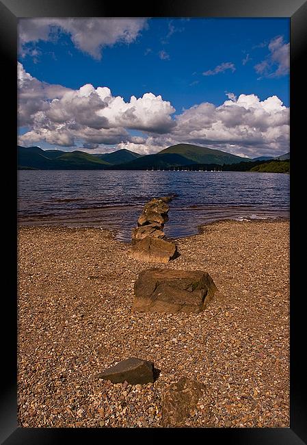 Stepping Stones, Millarachy Bay, Loch Lomond Framed Print by Jacqi Elmslie