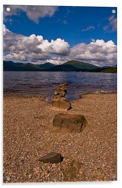 Stepping Stones, Millarachy Bay, Loch Lomond Acrylic by Jacqi Elmslie