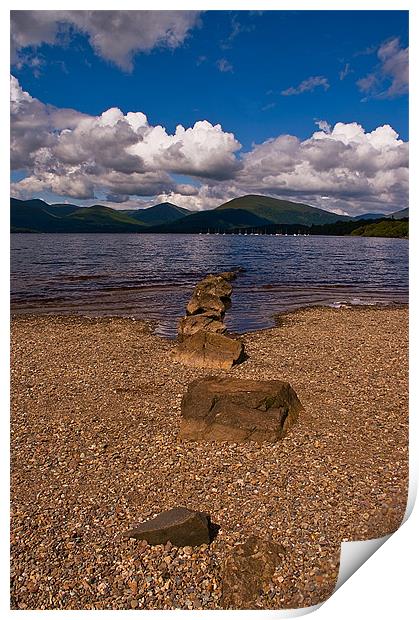 Stepping Stones, Millarachy Bay, Loch Lomond Print by Jacqi Elmslie