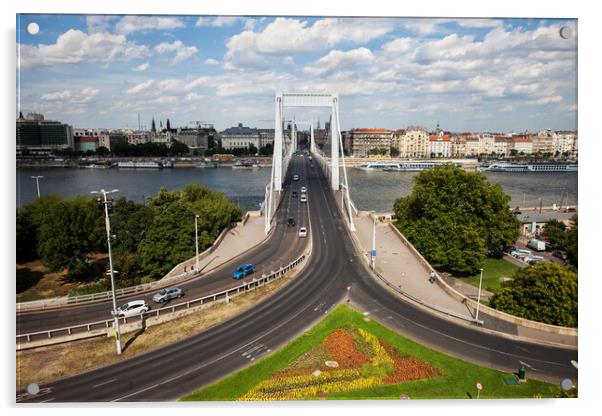 Budapest City Skyline With Elisabeth Bridge Acrylic by Artur Bogacki