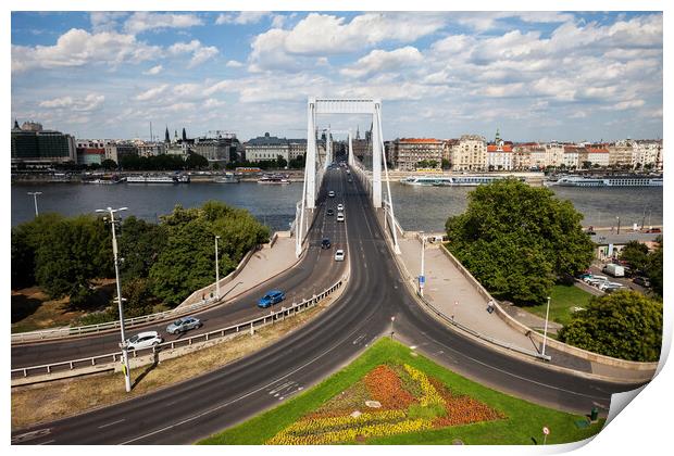 Budapest City Skyline With Elisabeth Bridge Print by Artur Bogacki