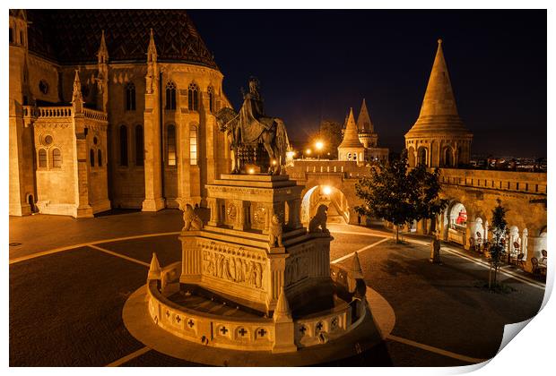 Night in Castle District of Budapest City Print by Artur Bogacki