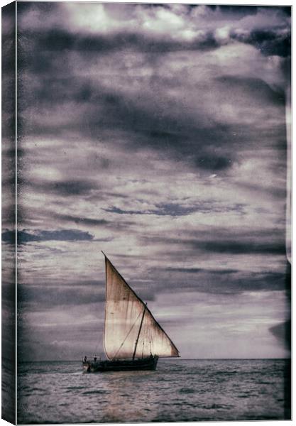 Dhow Sailing on the Indian Ocean Canvas Print by Neil Overy