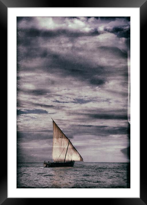 Dhow Sailing on the Indian Ocean Framed Mounted Print by Neil Overy
