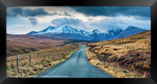 Heading for the mountains on Skye Framed Print by Jim Monk