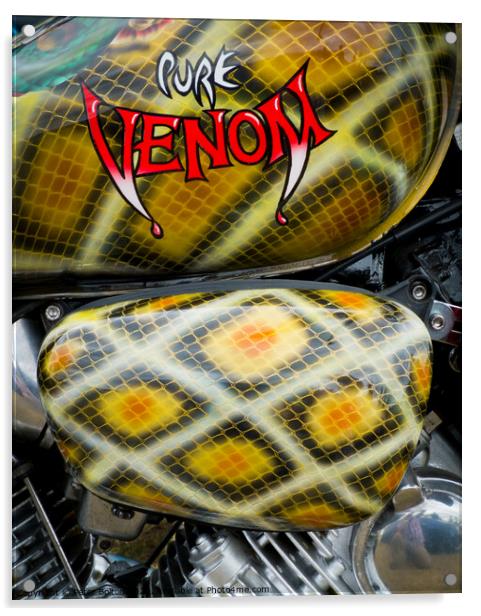 Custom paintwork on a motorcycle tank. Acrylic by Peter Bolton