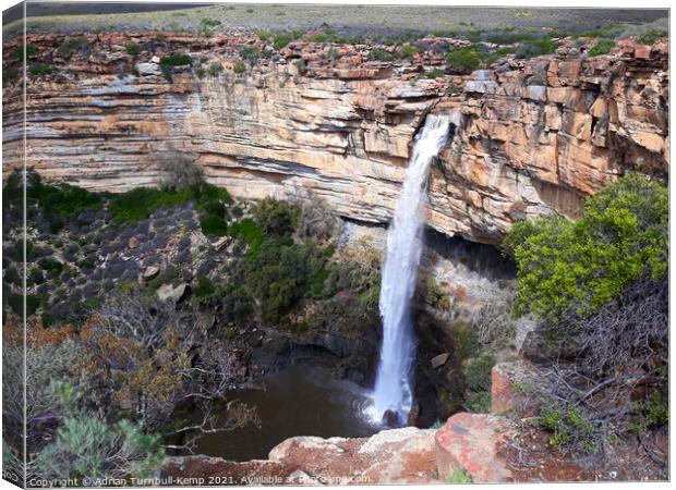 Plunging waterfall, Nieuwoudtville, Western Cape, South Africa Canvas Print by Adrian Turnbull-Kemp