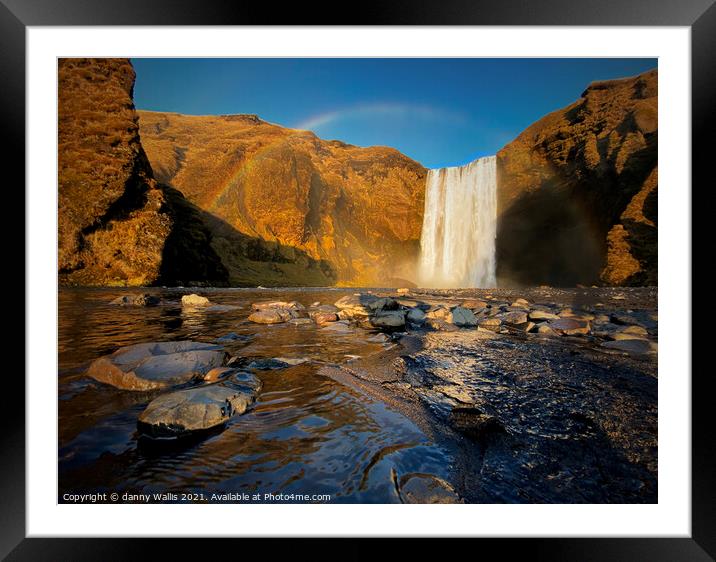 Iceland Waterfall at Sunset in Skógafoss Framed Mounted Print by Danny Wallis