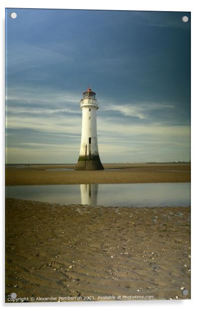 New Brighton Lighthouse    Wirral    Merseyside    Acrylic by Alexander Pemberton