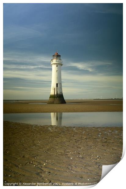New Brighton Lighthouse    Wirral    Merseyside    Print by Alexander Pemberton