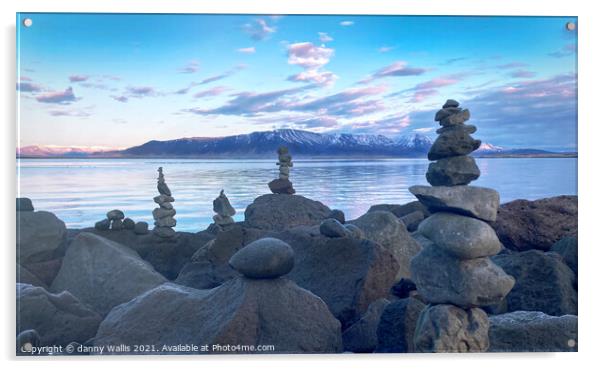 Icelandic Cairns Acrylic by Danny Wallis