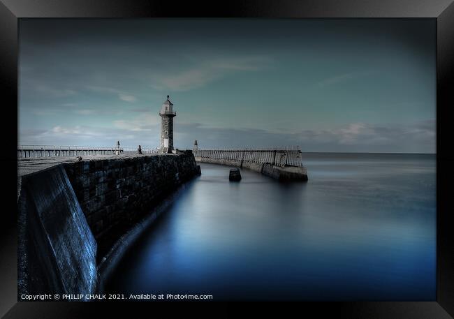 Whitby harbour blue hour. 439 Framed Print by PHILIP CHALK