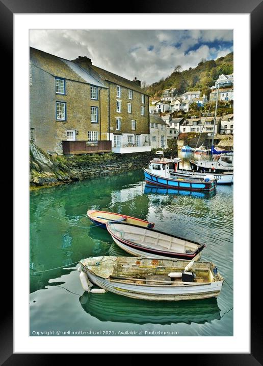 Polperro Boats. Framed Mounted Print by Neil Mottershead