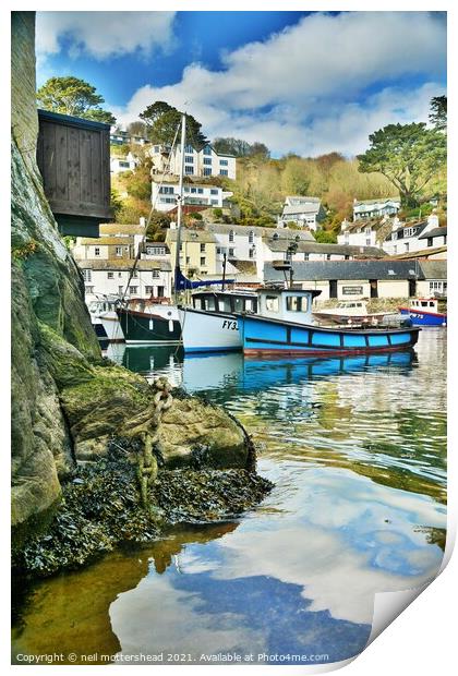 Polperro Harbour, Cornwall. Print by Neil Mottershead