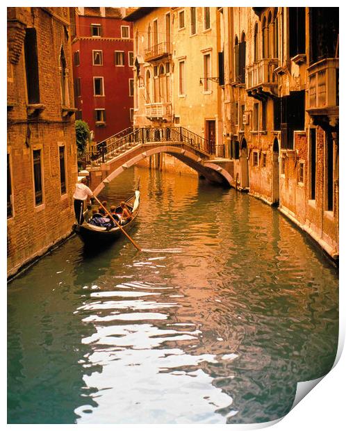 Gondola with tourist on backwater Print by Philip Enticknap