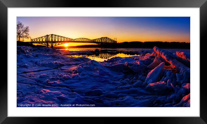 Last light on the ice pack on the St Lawrence River Framed Mounted Print by Colin Woods