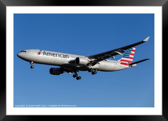 American Airlines Airbus A330-323                           Framed Mounted Print by David Pyatt