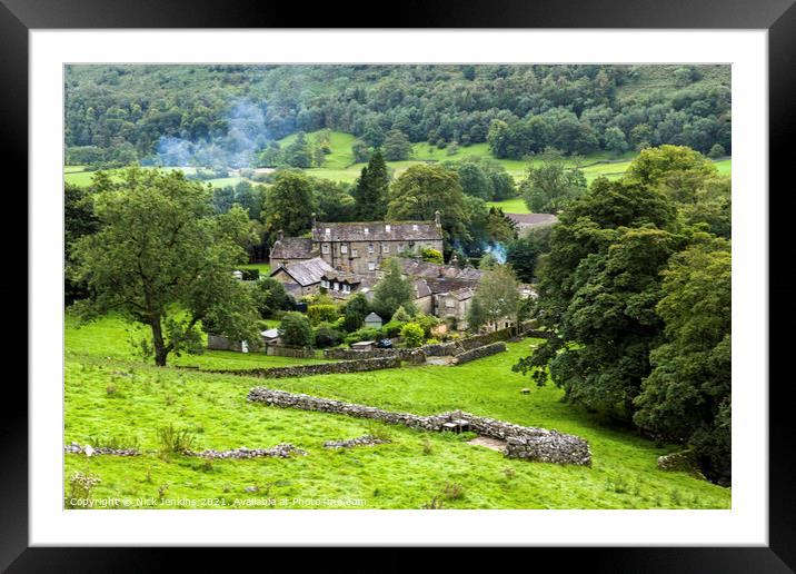 Looking Down on part of Buckden Village Wharfedale Framed Mounted Print by Nick Jenkins
