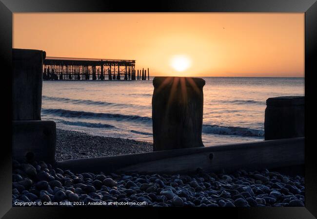 Sunrise Over The Groynes Framed Print by Callum Sulsh