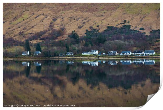 Cairndow, reflection in Loch Fyne Print by Douglas Kerr