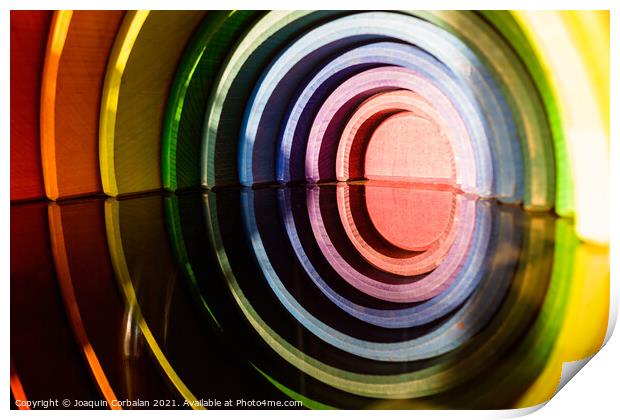 Rainbow colored wooden rainbow montessori blocks set for organiz Print by Joaquin Corbalan