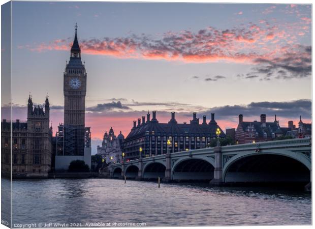 Big Ben and Westminster Bridge Canvas Print by Jeff Whyte