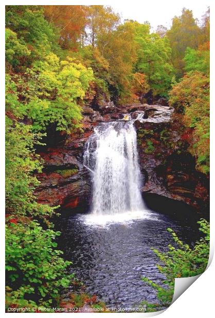 Waterfall in Scotland Print by Pieter Marais