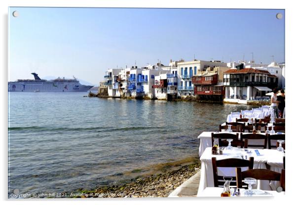 Little Venice at Mykonos in Greece Acrylic by john hill